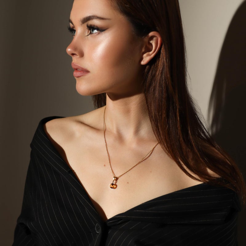 AmberJewelry TheNaturalAmber Green Faceted Baltic Amber Pendant in Gold Plated 925 Silver â€“ Genuine Natural Amber Jewelry for Adults Necklace Not Included - Image 2