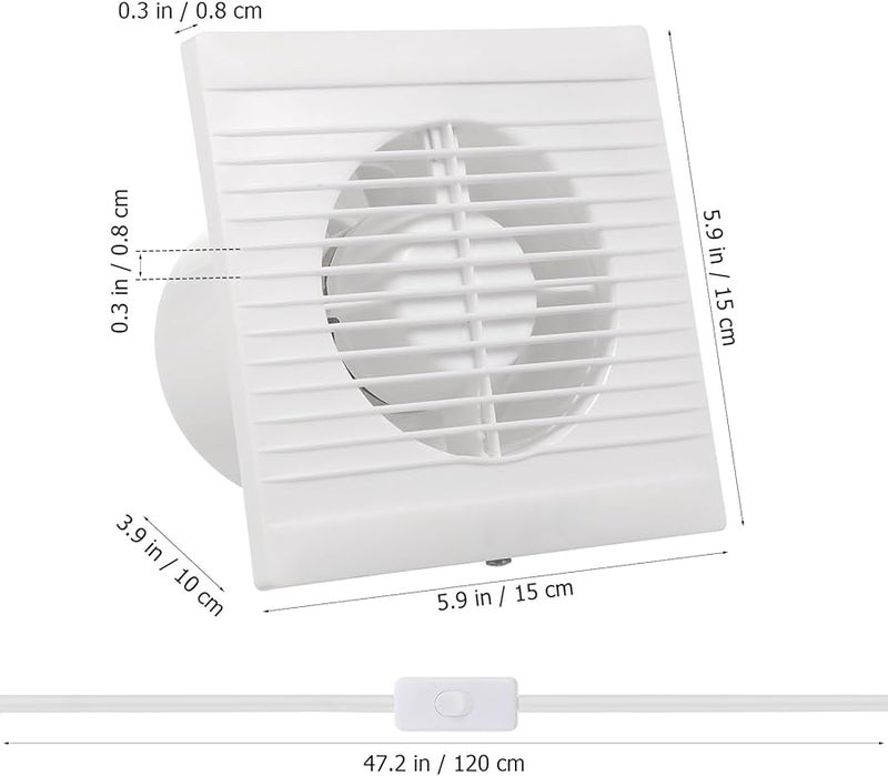 4 Inch Wall Mounted Exhaust Fan with 1 2M Cord 110V US Plug for Bathroom Kitchen Home Ventilation - Image 3