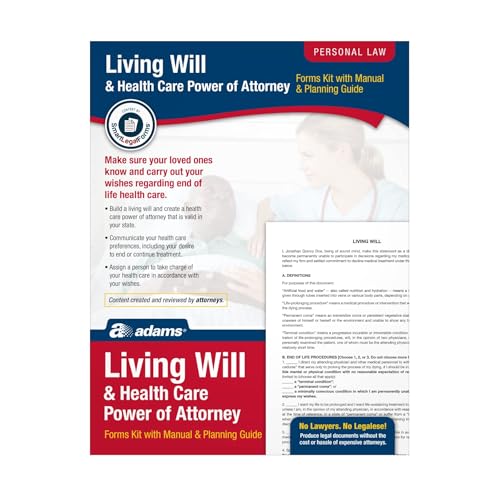 Adams Living Will and Power of Attorney for Healthcare Kit with manual and planning guide, White - Image 5