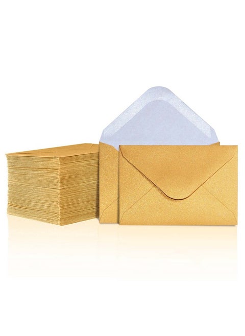 Gift Card Envelopes 100Count Mini Envelopes Paper Business Card Envelopes Bulk Tiny Envelope Pockets For Small Note Cards Gold 4 X 2.7 Inches