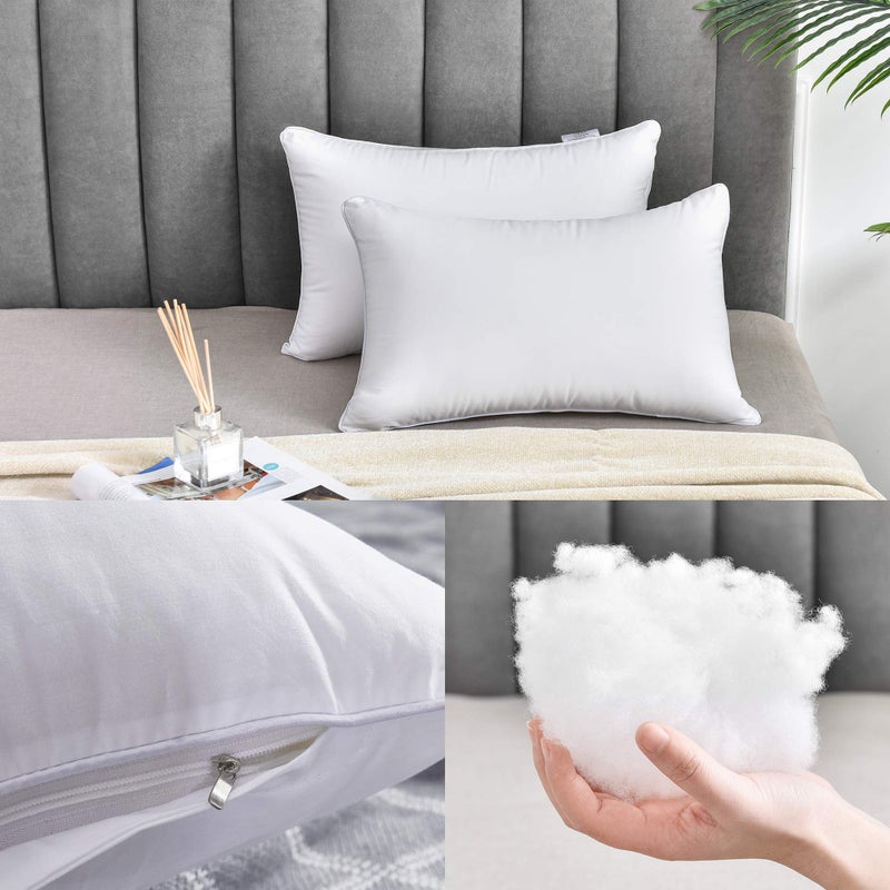 Oubonun Oubonun 14 x 22 Pillow Inserts (Set of 2) - Lumbar Pillow with 100% Cotton Cover - Rectangle Square Interior Sofa Pillow Inserts - Decorative Pillow Insert Pair - White Couch Pillow  - Image 2