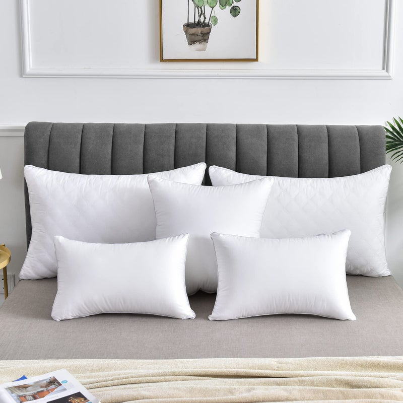 Oubonun Oubonun 14 x 22 Pillow Inserts (Set of 2) - Lumbar Pillow with 100% Cotton Cover - Rectangle Square Interior Sofa Pillow Inserts - Decorative Pillow Insert Pair - White Couch Pillow  - Image 3