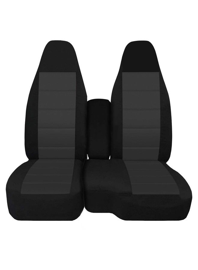 FIOQE Front 60/40 Split Bench Seat Covers with Console Armrest Truck Seat Cover, Compatible with Chevy Colorado/GMC Canyon 2004 2005 2006 2007 2008 2009 2010 2011 2012 - Image 1