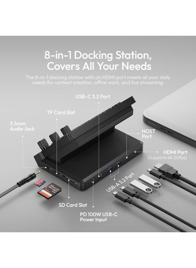 ULANZI D200X Stream Controller with 3 Knobs, 14 Customizable LCD Keys Macro Keyboard, 8-in-1 USB-C Hub Docking Station with 4K HDMI Content Creator Equipment for OBS/Video Editing/Photography/PC - Image 5