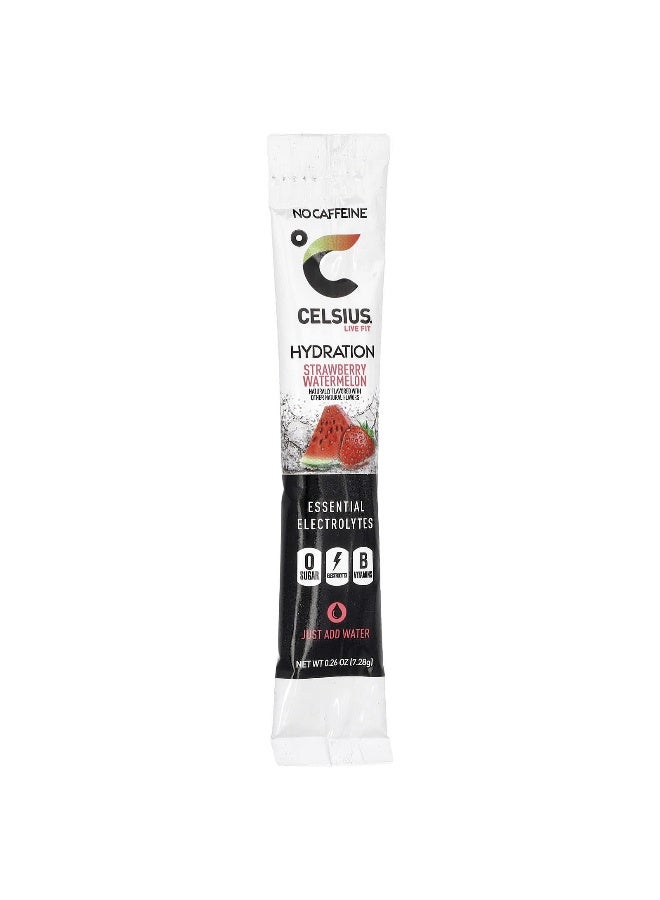 Celsius, Live Fit, Hydration, Essential Electrolytes, No Caffeine, Strawberry Watermelon, 14 Hydration Powder Sticks, 0.26 oz (7.28 g) Each (Packaging may vary) - Image 3
