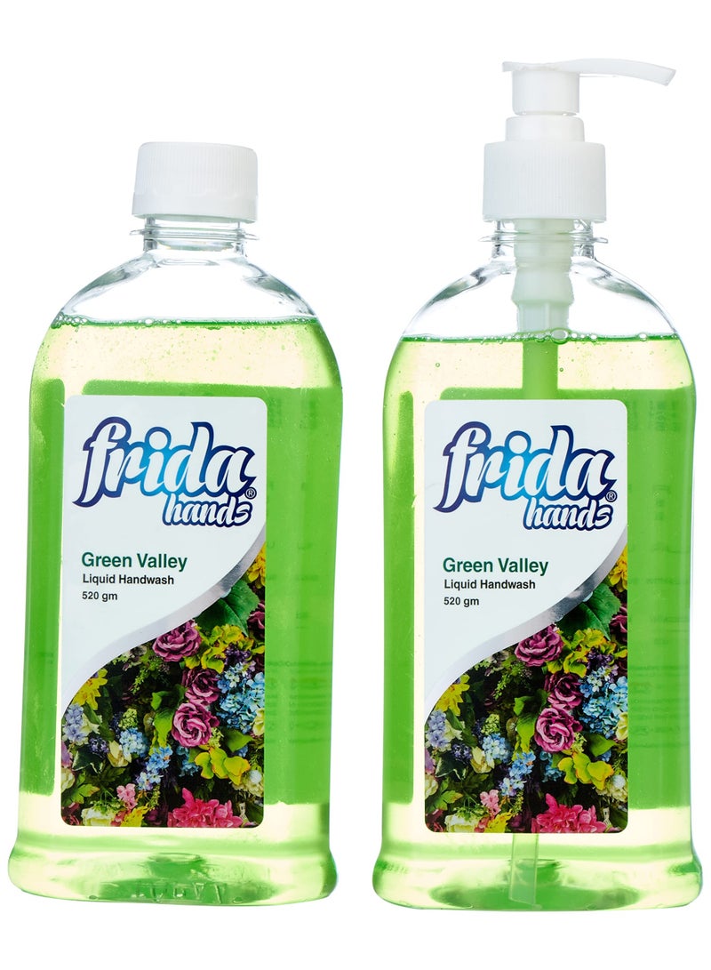 Frida Hands Green Valley Liquid Hand Wash – 1+1 Pack – 520ml - Image 1