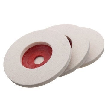 Inditrust 3pc Wool Felt buffing pad wheel disc for polishing stainless steel metal marble glass ceramic, 4 inch angle grinder abrasive rotary tool accessory - white, 100 x 16mm x 16mm dia - Image 5