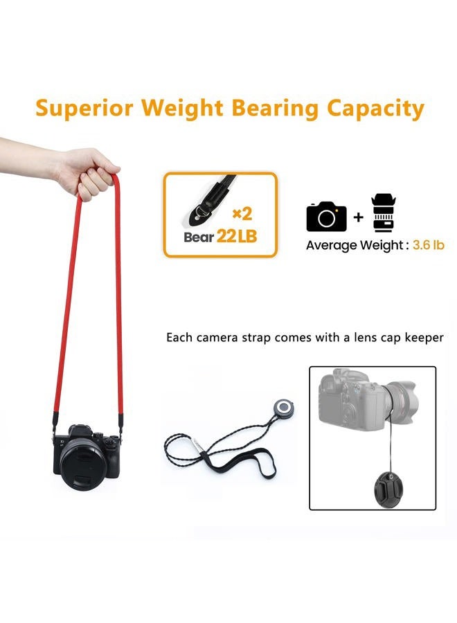 Hargedis Camera Shoulder Strap Climbing Rope Camera Neck Strap for Mirrorless and DSLR Cameras, with Lens Cap Keeper (Red) - Image 2