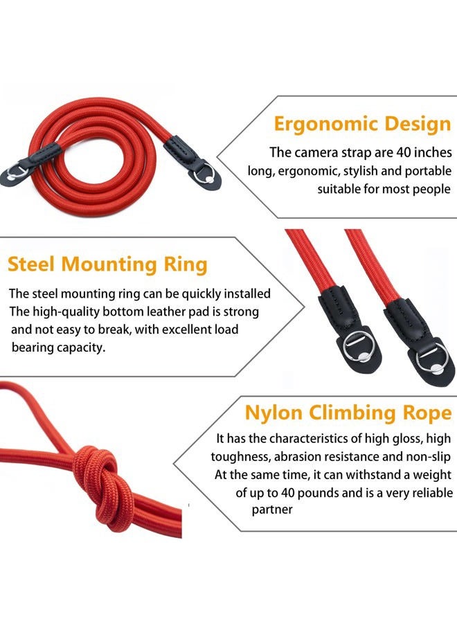 Hargedis Camera Shoulder Strap Climbing Rope Camera Neck Strap for Mirrorless and DSLR Cameras, with Lens Cap Keeper (Red) - Image 3