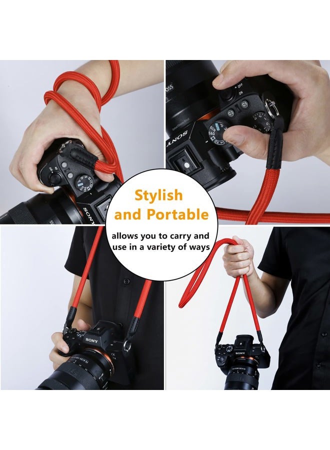 Hargedis Camera Shoulder Strap Climbing Rope Camera Neck Strap for Mirrorless and DSLR Cameras, with Lens Cap Keeper (Red) - Image 5