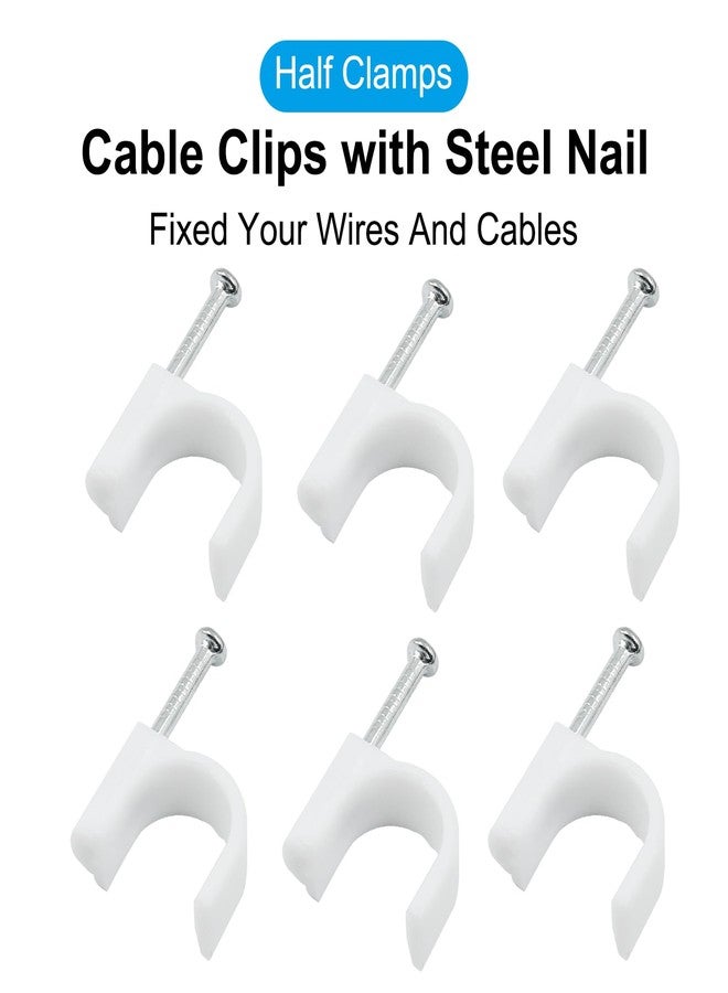 Rierdge 100 Pieces Half Clamps J-Hook with Nail, 1/2 inch White Pex Support Holder for Tubing Pipe Fixing Wire 12mm - Image 4