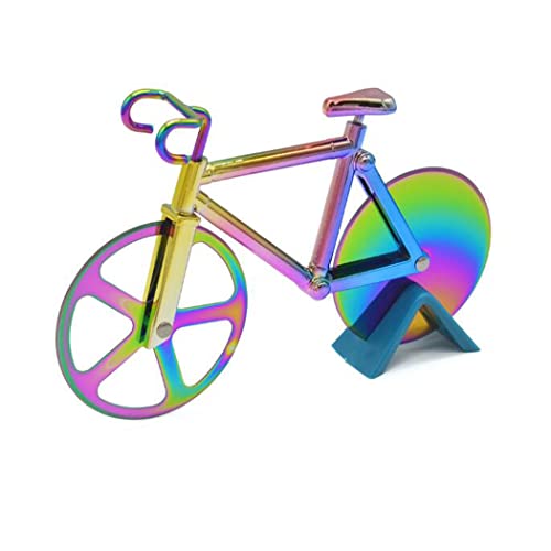 Hoshen Creative Bicycle Shape Pizza Cutter, Dough Divider, Stainless Steel Pizza Cutter Wheel, Biscuit Cutter, 1 Piece, Colorful - Image 1