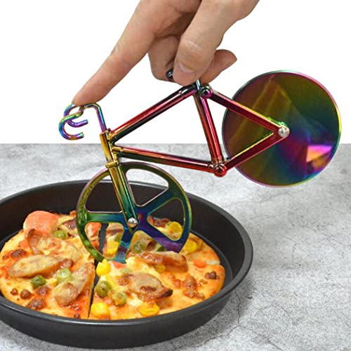Hoshen Creative Bicycle Shape Pizza Cutter, Dough Divider, Stainless Steel Pizza Cutter Wheel, Biscuit Cutter, 1 Piece, Colorful - Image 2