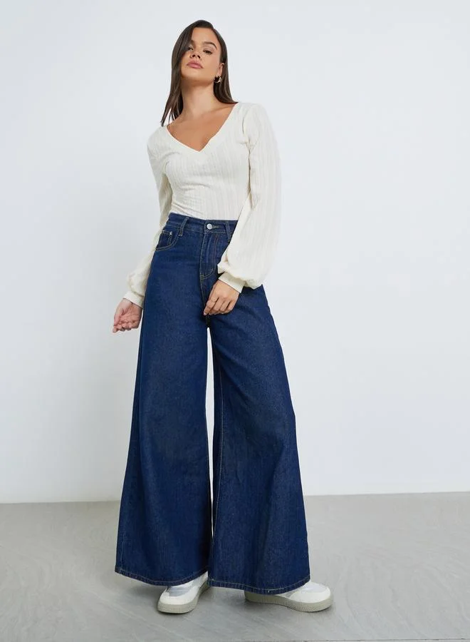 Styli Styli Women Cream Deep V Neck Knit Top