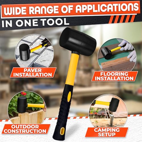 LEGLO 24 Oz Rubber Mallet Hammer for Woodworking, Flooring, Tiling, Camping and More - Rubber Hammer with Non-Slip Grip, Durable Ergonomic Handle and Anti-Vibrating Design for Furniture Assembly and Repairs - Image 5