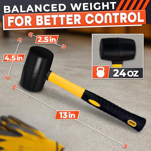 LEGLO 24 Oz Rubber Mallet Hammer for Woodworking, Flooring, Tiling, Camping and More - Rubber Hammer with Non-Slip Grip, Durable Ergonomic Handle and Anti-Vibrating Design for Furniture Assembly and Repairs - Image 2