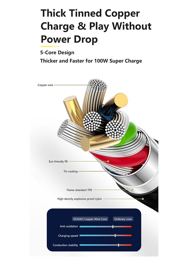 دوداو - كيبل تايب سى شحن سريع PD 60W، شاحن سريع كابل Type C، سلك شاحن Type C إلى Type C من النايلون، طول 1.2 متر. - Image 1