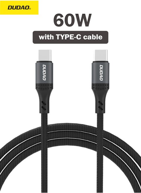 كيبل تايب سى شحن سريع PD 60W، شاحن سريع كابل Type C، سلك شاحن Type C إلى Type C من النايلون، طول 1.2 متر.