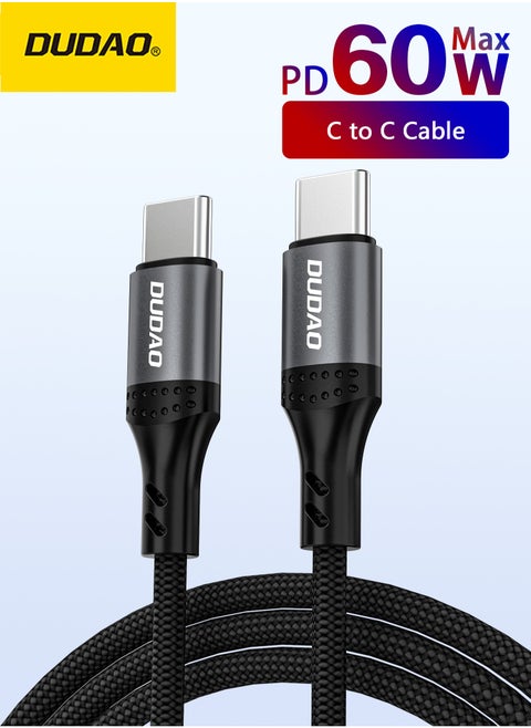 PD 60W Fast Charging Cable, Type C Cable Fast Charger, Type C to Type C Nylon Charge Cord, 1.2m
