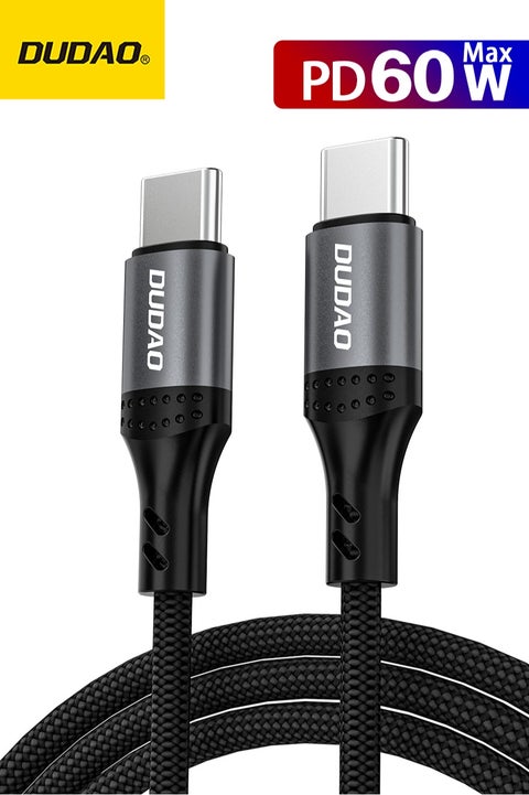 كيبل تايب سى شحن سريع PD 60W، شاحن سريع كابل Type C، سلك شاحن Type C إلى Type C من النايلون، طول 1.2 متر.