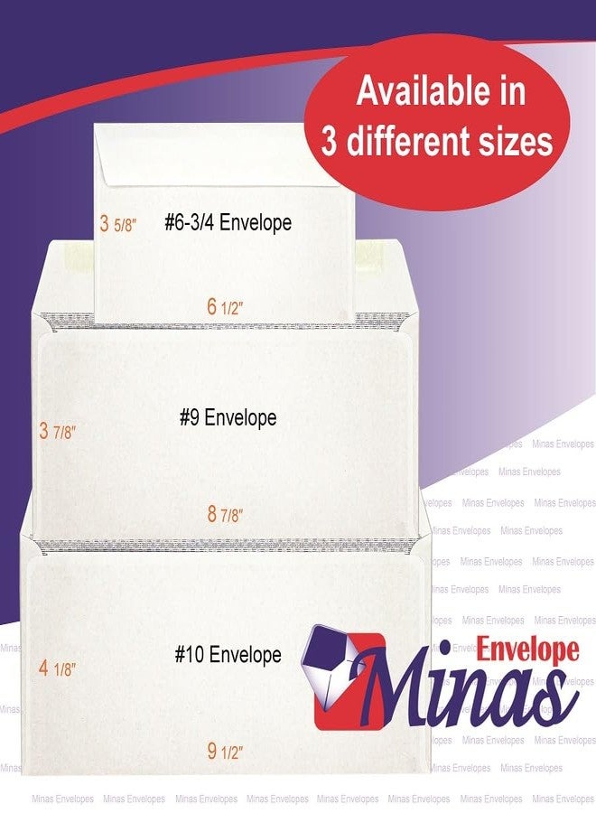 Minas Envelope 500 Minas Envelope # 6 3/4 Business Envelope, 3 5/8" x 6 1/2", Sturdy 24lb. White, Gum Flap, Security Tinted, 500 Envelopes - Image 3