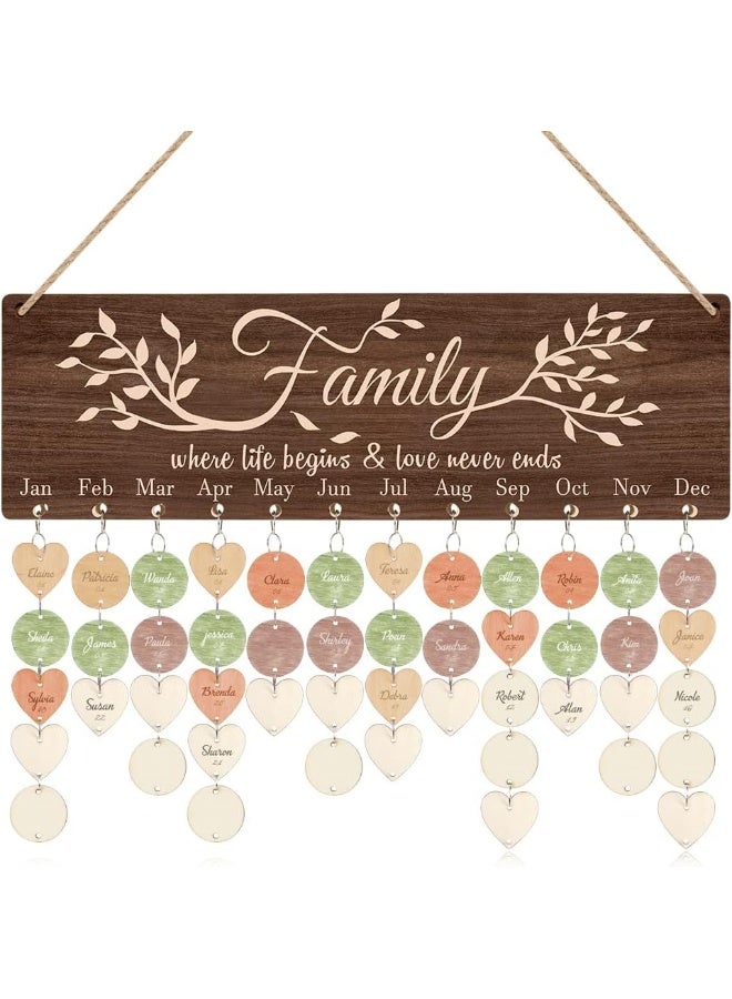 TOARTi TOARTi Vintage Family Reminder Calendar Board (16''x5''), Rustic Wooden Hanging Birthday Anniversary Reminder with 100pcs Wood Tags, DIY Calendar Plaque Sign Gift for Friend/Mother/Grandma  - Image 1