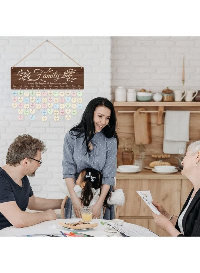 TOARTi TOARTi Vintage Family Reminder Calendar Board (16''x5''), Rustic Wooden Hanging Birthday Anniversary Reminder with 100pcs Wood Tags, DIY Calendar Plaque Sign Gift for Friend/Mother/Grandma  - Image 5