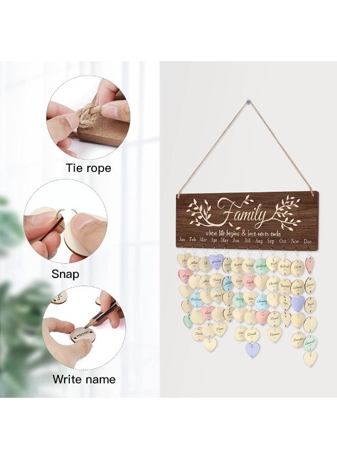 TOARTi TOARTi Vintage Family Reminder Calendar Board (16''x5''), Rustic Wooden Hanging Birthday Anniversary Reminder with 100pcs Wood Tags, DIY Calendar Plaque Sign Gift for Friend/Mother/Grandma  - Image 4
