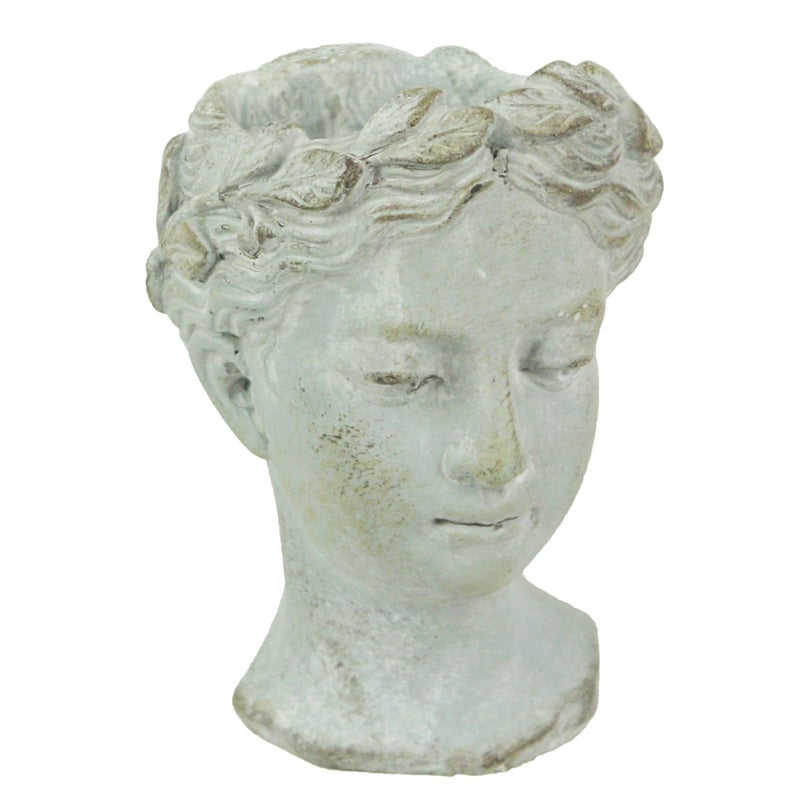 Distinctive Designs Wall Mounted Greek Roman Style Female Head Statue Planter - Small Cement Plant Pot for Indoor Outdoor Home Garden Decor - Artistic Sculpture Plant Holder - Image 1