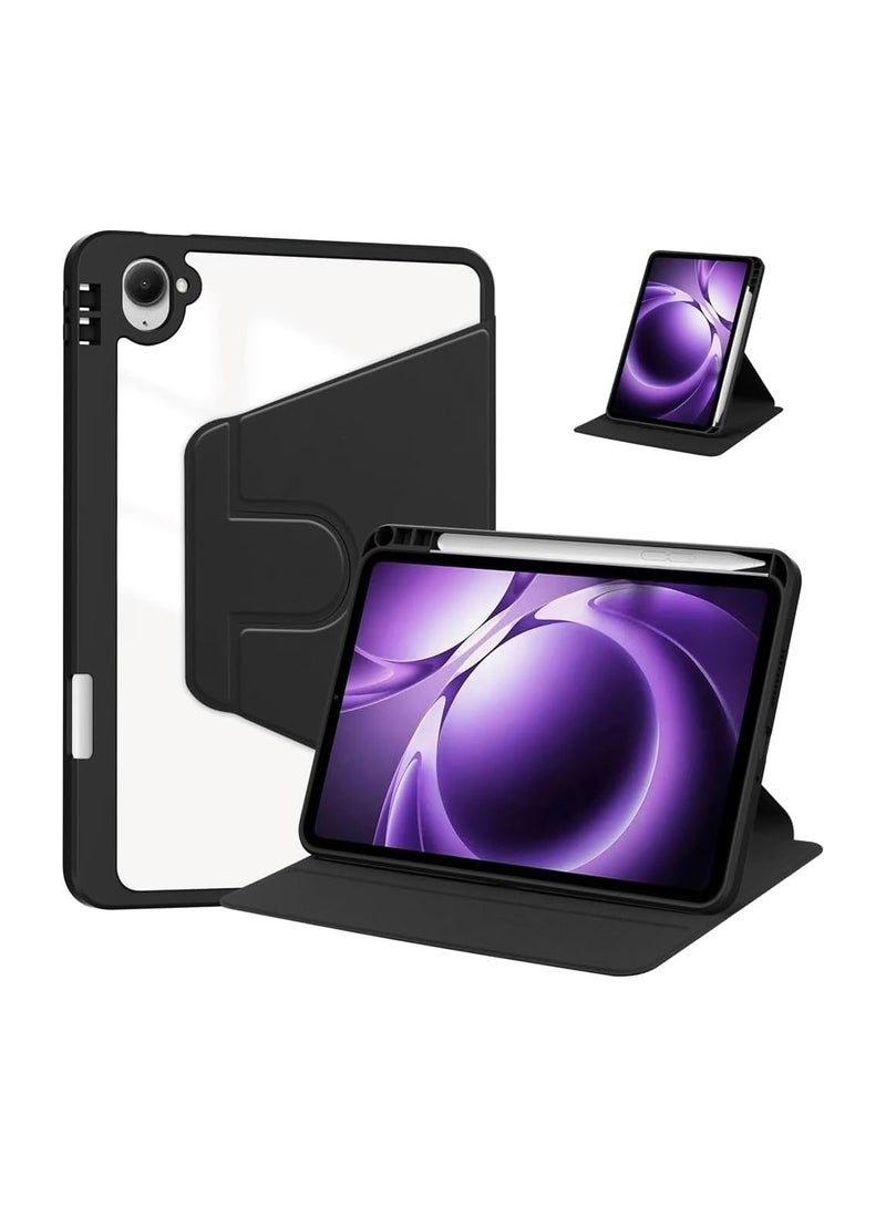 VKL Case for Xiaomi Redmi K Pad 8.8 inch 2025 Tablet Leather Case with Auto Wake/Sleep, 360° Rotating Stand Acrylic Clear Back Cover Built-in Pencil Holder (Black) - Image 1