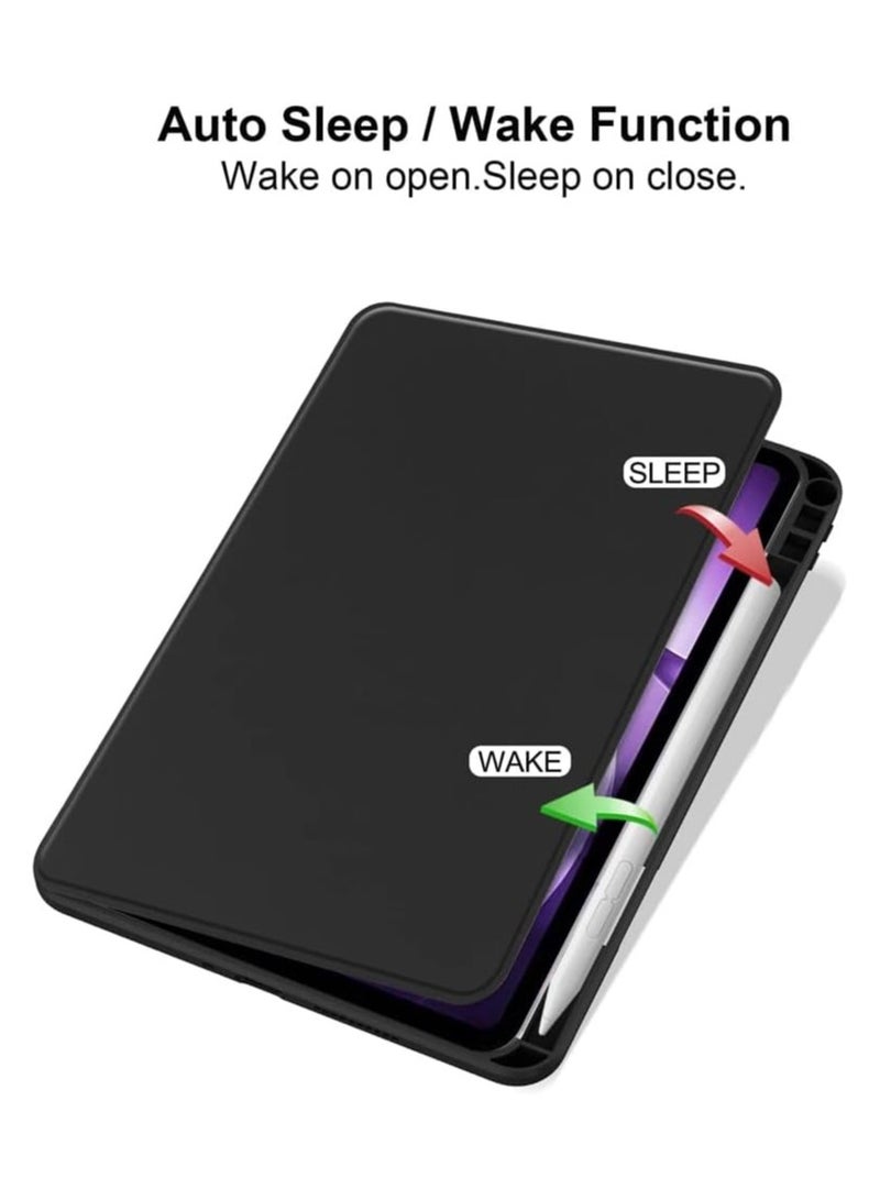 VKL Case for Xiaomi Redmi K Pad 8.8 inch 2025 Tablet Leather Case with Auto Wake/Sleep, 360° Rotating Stand Acrylic Clear Back Cover Built-in Pencil Holder (Black) - Image 2