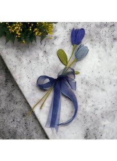 Happy Threads Happy Threads| Handmade Crochet Blue Open Tulips,Eco-Friendly & Elegant Flower Bouquets for Fathers Day & Other Occasions,Best Decorative & Gifting Items for Home and Office  - Image 3