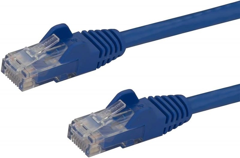 ستار تك كابل إيثرنت .com من نوع CAT6 بطول 10 متر - أزرق، سرعة نقل بيانات 1 جيجابت، تردد 650 ميغاهرتز، قدرة تزويد طاقة 100 واط عبر تقنية PoE، موصل RJ45 من نوع UTP، مزود بحماية ضد الخيوط المتشابكة، مصمم لتجنب التلف، مختبر من قبل شركة Fluke، ومعتمد وفقًا لمعايير UL/TIA (N6PATC10MBL). - Image 1