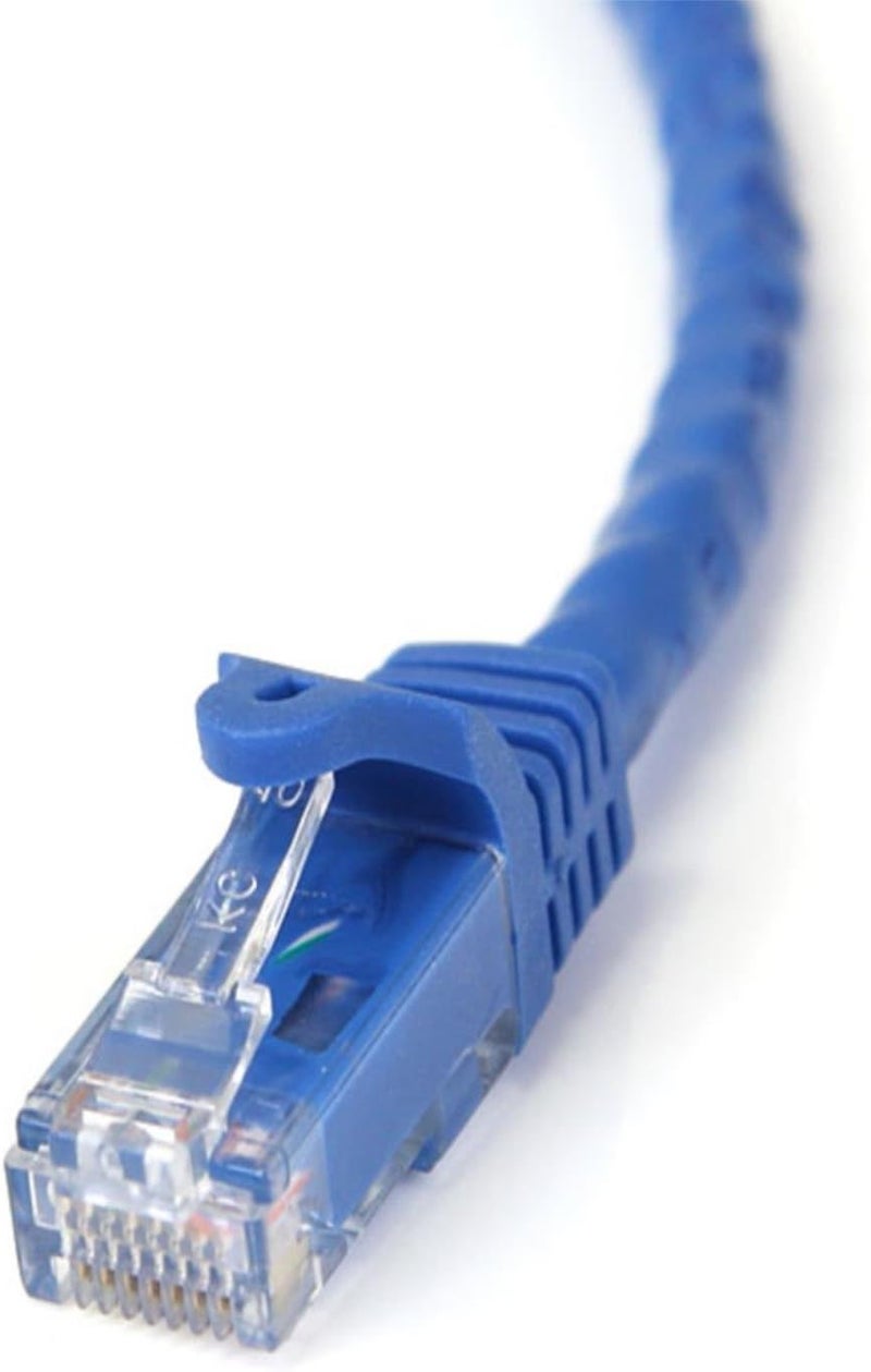 ستار تك كابل إيثرنت .com من نوع CAT6 بطول 10 متر - أزرق، سرعة نقل بيانات 1 جيجابت، تردد 650 ميغاهرتز، قدرة تزويد طاقة 100 واط عبر تقنية PoE، موصل RJ45 من نوع UTP، مزود بحماية ضد الخيوط المتشابكة، مصمم لتجنب التلف، مختبر من قبل شركة Fluke، ومعتمد وفقًا لمعايير UL/TIA (N6PATC10MBL). - Image 3
