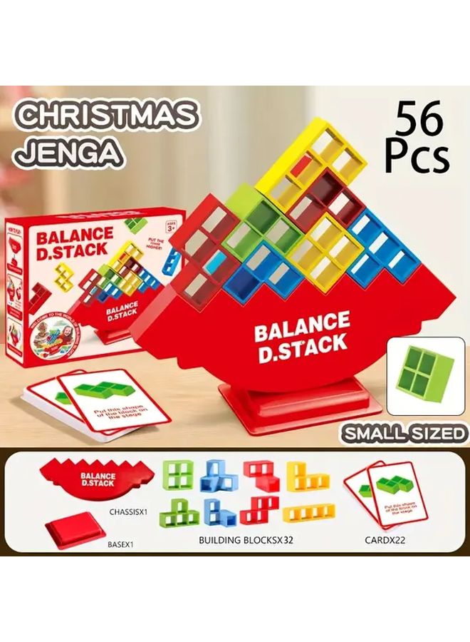56Pcs Balance Stack Building Game Set Tower Challenge Family Party Board Game Night - Image 1
