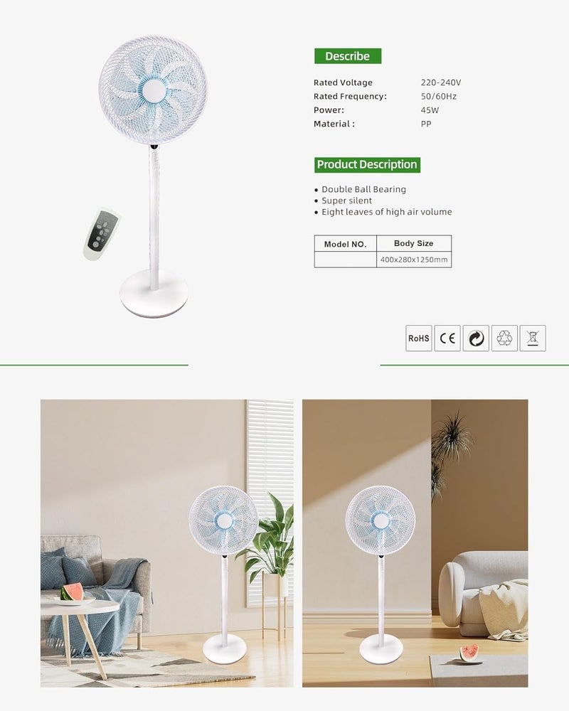 15-Inch Remote Control Pedestal Fan with Adjustable Height and Low Noise Operation - Image 5
