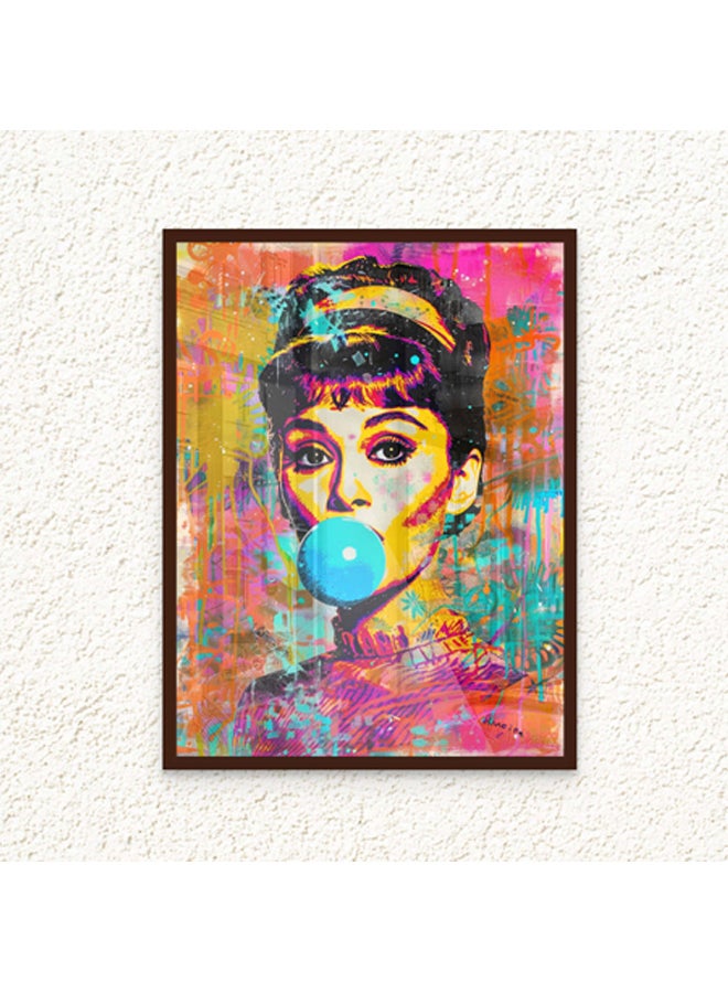 آرت دیکور  ديكور فني مؤطر صورة فنية جميلة طباعة لأودري هيبورن أيقونة البوب ​​نابضة بالحياة ديكور الحائط لغرفة المعيشة غرفة نوم مكتب استوديو المنزل - Image 1
