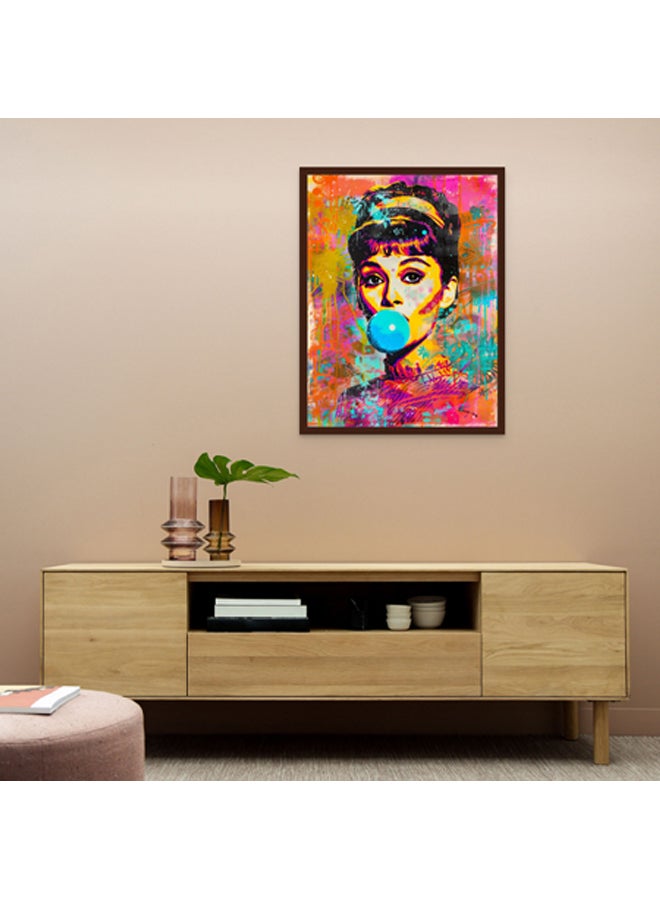 آرت دیکور  ديكور فني مؤطر صورة فنية جميلة طباعة لأودري هيبورن أيقونة البوب ​​نابضة بالحياة ديكور الحائط لغرفة المعيشة غرفة نوم مكتب استوديو المنزل - Image 2