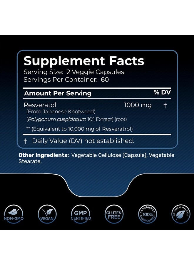 WELLNESS LABSRX Resveratrol 10000mg Organic Capsules - 120 Count - Japanese Knotweed Extract Resveratrol Supplement | Healthy Aging, Heart & Brain Health Support - Potent Complex, Vegan, Non-GMO, Gluten-Free - Image 2