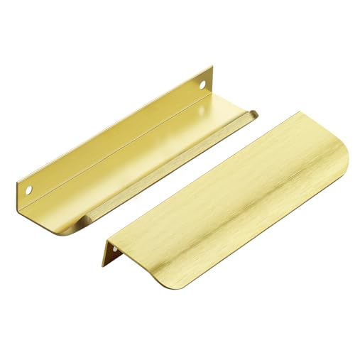 Ravinte Hardware 30 Pack Gold Cabinet Handles 59 Inch 150mm Finger Edge Pulls 5 Inch Hole Center Finger Pulls for Cabinets - Image 1
