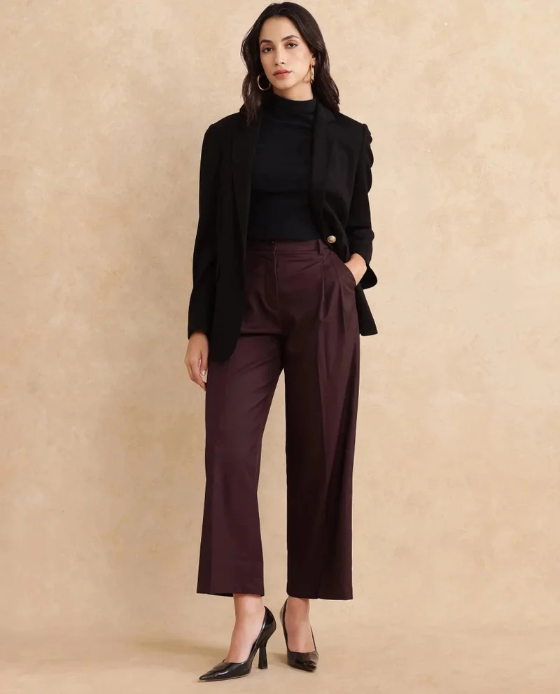 Rareism Women's High Rise Wide Leg Pants With Adjustable Waist