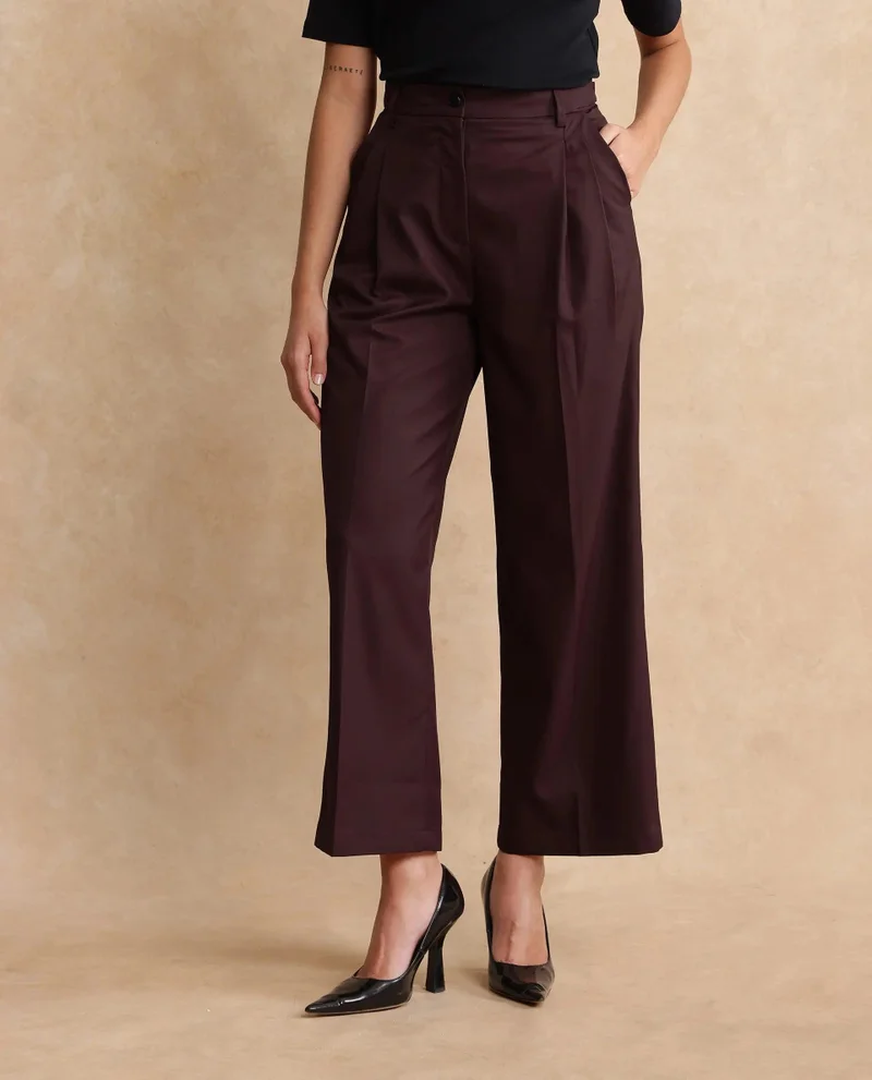 Rareism Women's High Rise Wide Leg Pants With Adjustable Waist