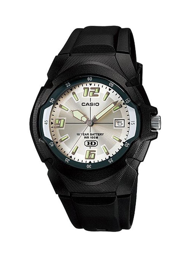 كاسيو ساعة يد بعقارب وسوار من الراتينج طراز MW-600F-7AV - مقاس 46 مم - لون أسود رجال - Image 1