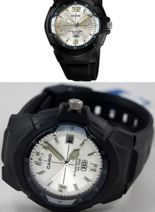 كاسيو ساعة يد بعقارب وسوار من الراتينج طراز MW-600F-7AV - مقاس 46 مم - لون أسود رجال - Image 3