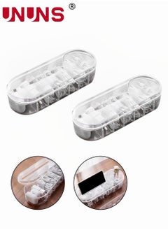 UNUNS 2 Pc Plastic Cable Management Box,Cable Management Box,White Cable Management Box With Separable Lattice,Clear Powe Cord Organizer With 7 Compartment  - Image 1