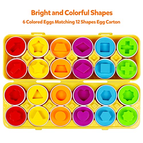 NAODONGLI Montessori Geometric Eggs12 pcs Set Color  Shape Egg Puzzle Toys Matching Eggs for Toddlers 13Preschool Educational Sorting Game Fine Motor Toy Easter Gifts for Kids Boys Girls - Image 5