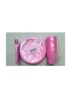 pembe Color 25 Plastic Cup+Catal+Plate