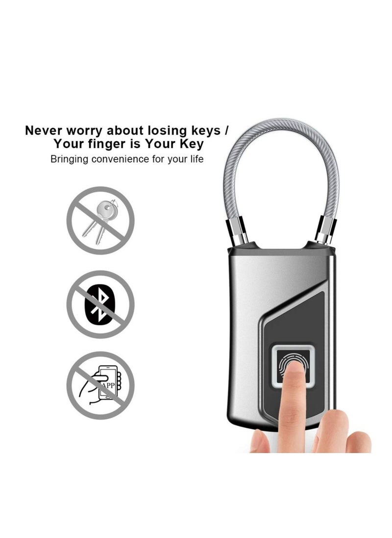 Excefore Fingerprint Padlock,Electronic Door Lock Fingerprint Recognition Smart Keyless Rechargeable Waterproof Security Antitheft Padlock for Backpack Suitcase Bicycle  - Image 2