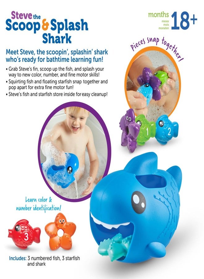 Learning Resources Steve the Scoop & Splash Shark, 7 Pieces, Ages 18 Months+, Toddler Bathtub Toys, Pool Activities for Boys and Girls, Water Games - Image 5