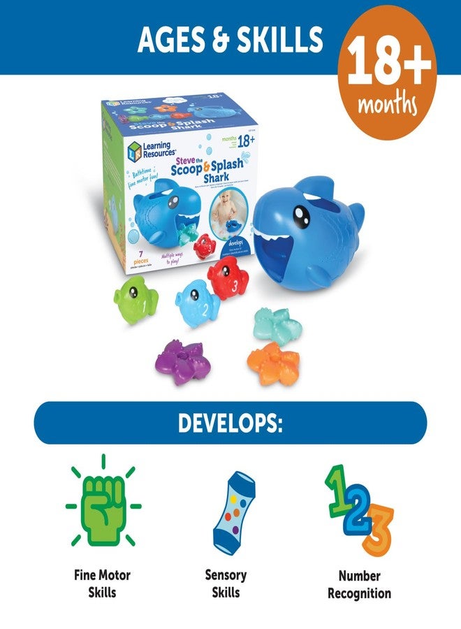 Learning Resources Steve the Scoop & Splash Shark, 7 Pieces, Ages 18 Months+, Toddler Bathtub Toys, Pool Activities for Boys and Girls, Water Games - Image 4